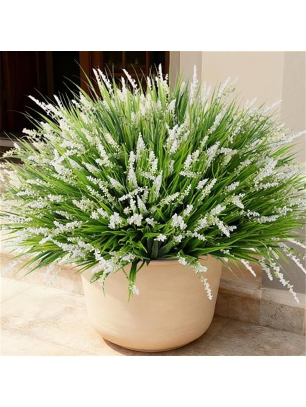 Artificial Monkey Grass White Faux Outdoor Plants 20 Pack UV Resistant 16.5 Inch